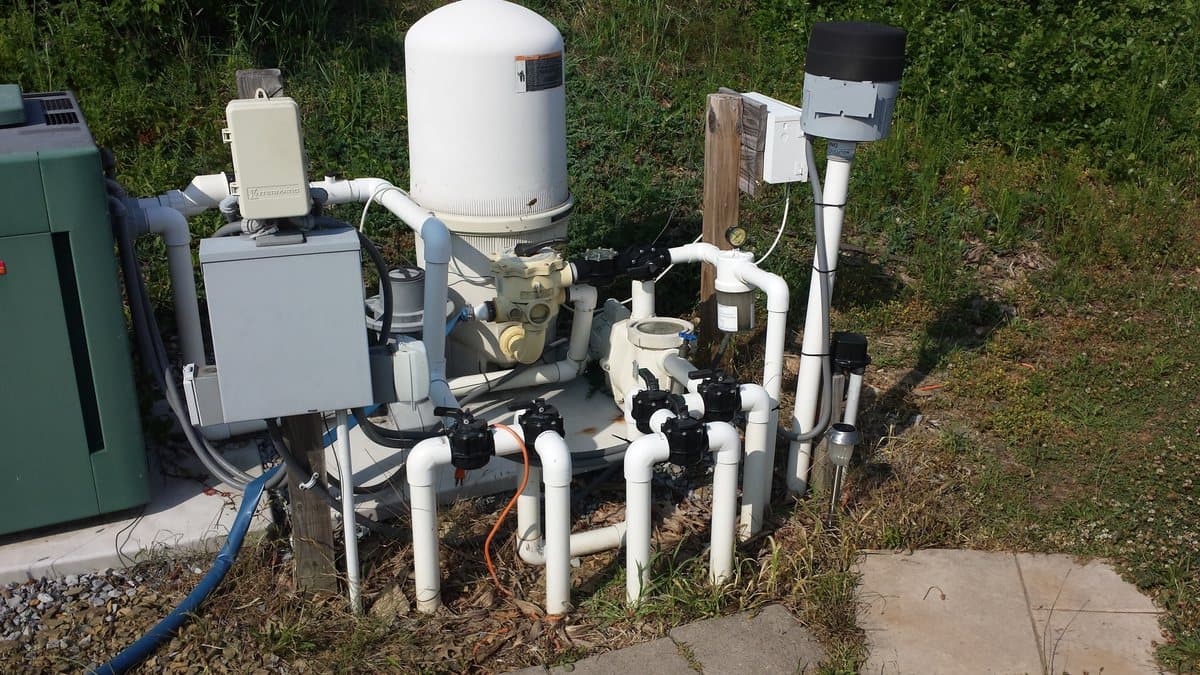 Pool pump, filter, and heater equipment pad installation