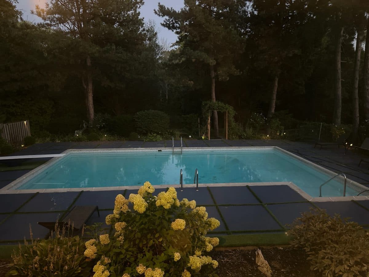Backyard pool at dusk, shared by reviewer mak s